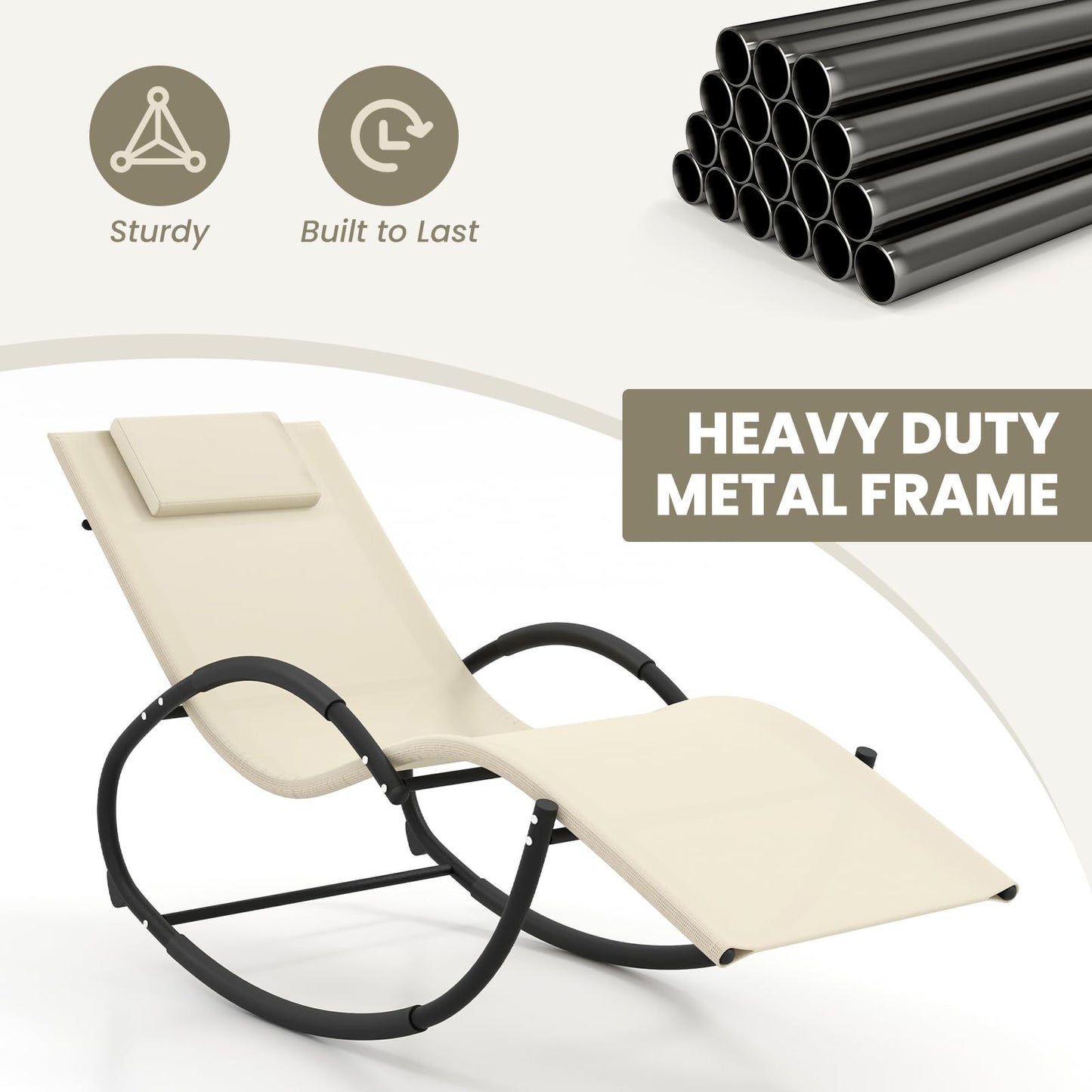 Outdoor Zero Gravity Recliner Garden Chair with Removable Headrest