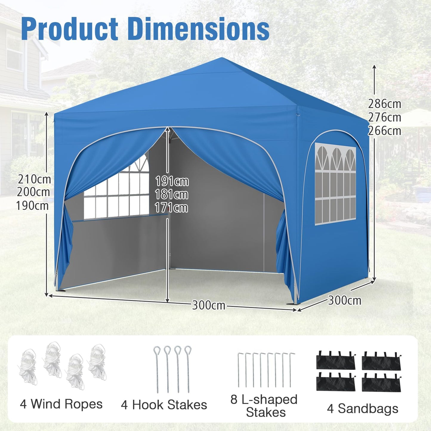 Outdoor Foldable Canopy Tent with 4 Removable Sidewall