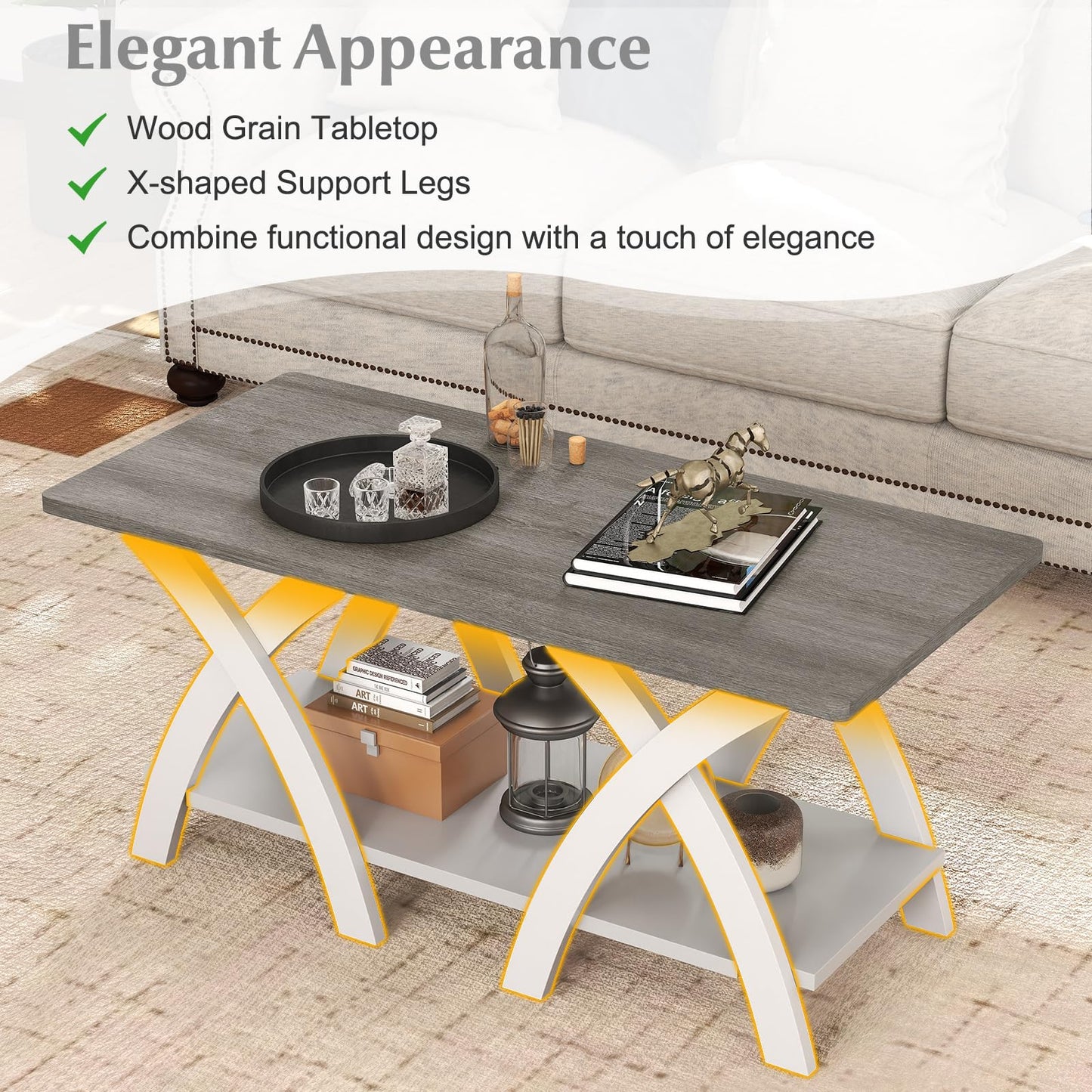 Coffee Table, Farmhouse Wooden Cocktail Center Table