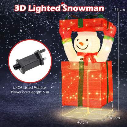 Lighted Snowman in Gift Box Christmas Decoration with LED Lights
