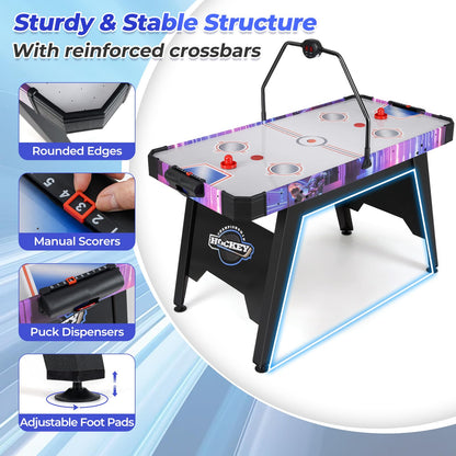 144 CM Air Hockey Table with 2 Pucks and 2 Pushers for Kids and Adults