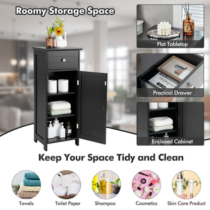 3-Tier Free-Standing Bathroom Cabinet with Drawer