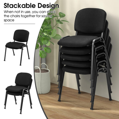 Set of 5 Stackable Reception Chairs, Upholstered Armless Office Meeting Conference Chair