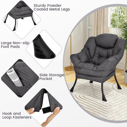 Armchair Accent Chair, Fabric Upholstered Lounge Armchair Leisure Reading Chair with Side Pocket