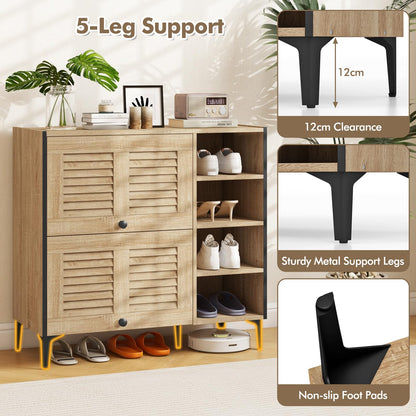 Freestanding Shoe Storage Cabinet Organizer with Flip Doors