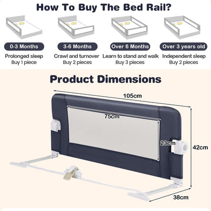 Foldable Toddler Bed Rail with Removable Oxford Cover