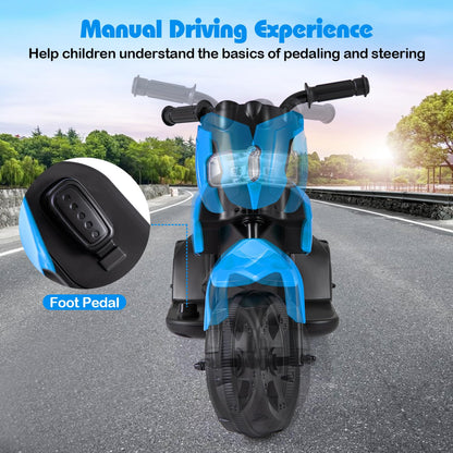 6V Kids 3-Wheel Ride on Motorbike with LED Headlight for Boys Girls Aged 37-72 Months