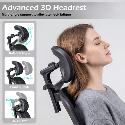 Ergonomic Mesh Office Chair with 3D Headrest and Adjustable Lumbar