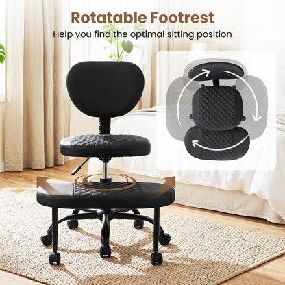 Ergonomic Cross Legged Office Chair with Wheels, Black