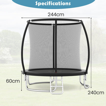 244 cm Trampoline with Safety Enclosure Net and Ladder