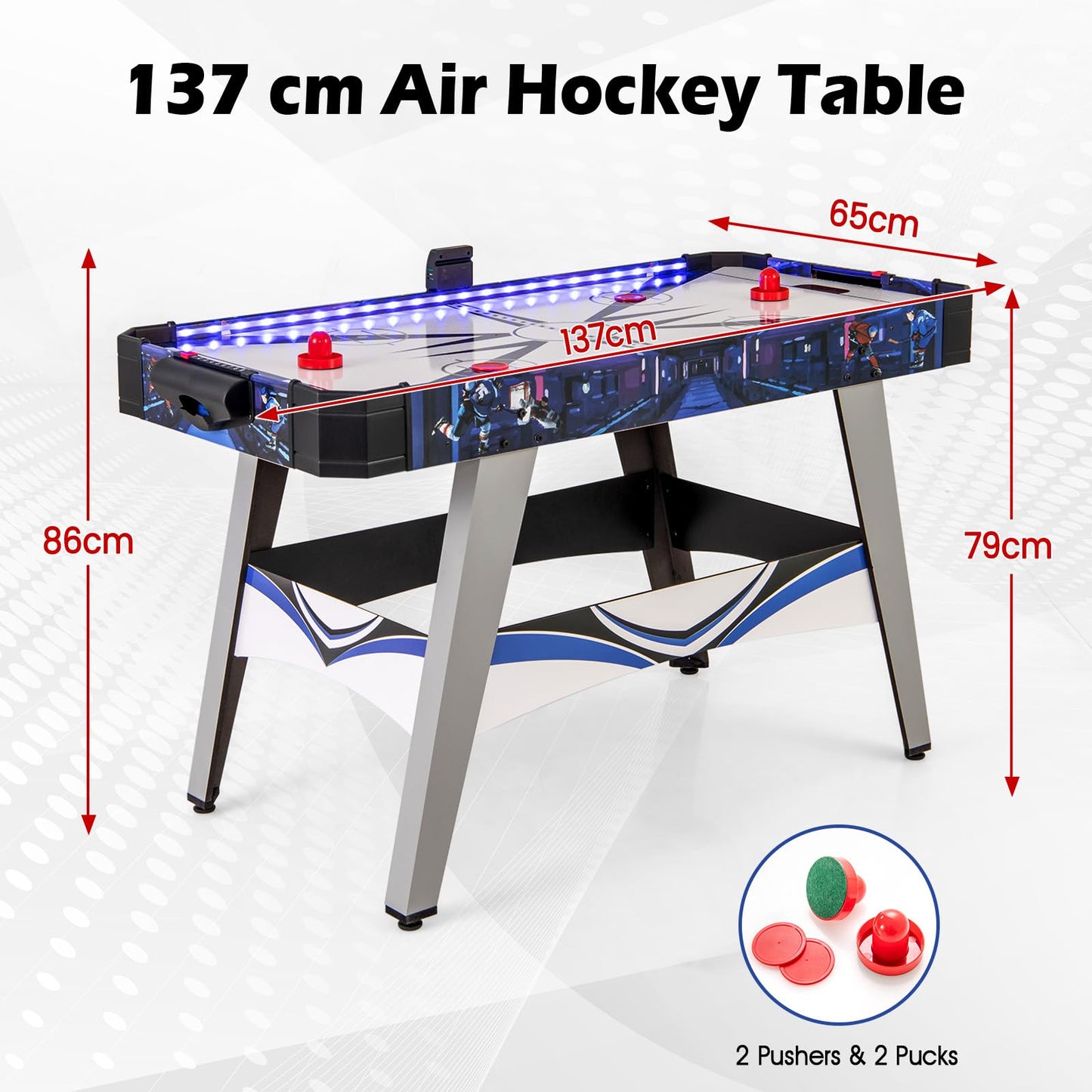 Air Hockey Game Table with 2 Pushers and Pucks mfor Game Room