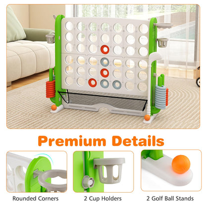 Jumbo 4-in-a Row Game Set with Basketball Hoop and 42 Rings