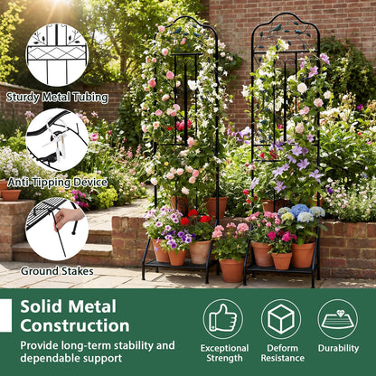 Garden Trellis with Foldable Shelf and Anti-Tipping Device