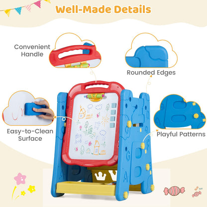 3 in 1 Art Easel for Kids Double Sided Magnetic Board Chalkboard and Whiteboard