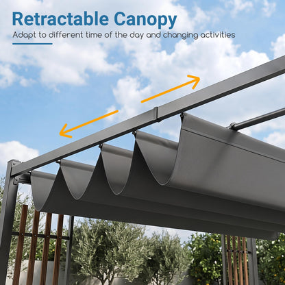 Outdoor Garden Pergola with 2 Slatted Screens for Courtyard