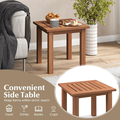 All-Weather Hardwood Small Coffee Table with Slatted Top