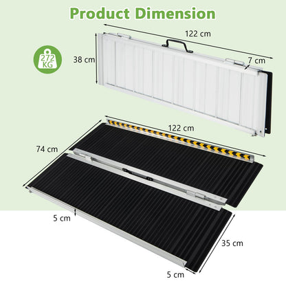 Portable Aluminum Wheelchair Ramp with Transition Plate