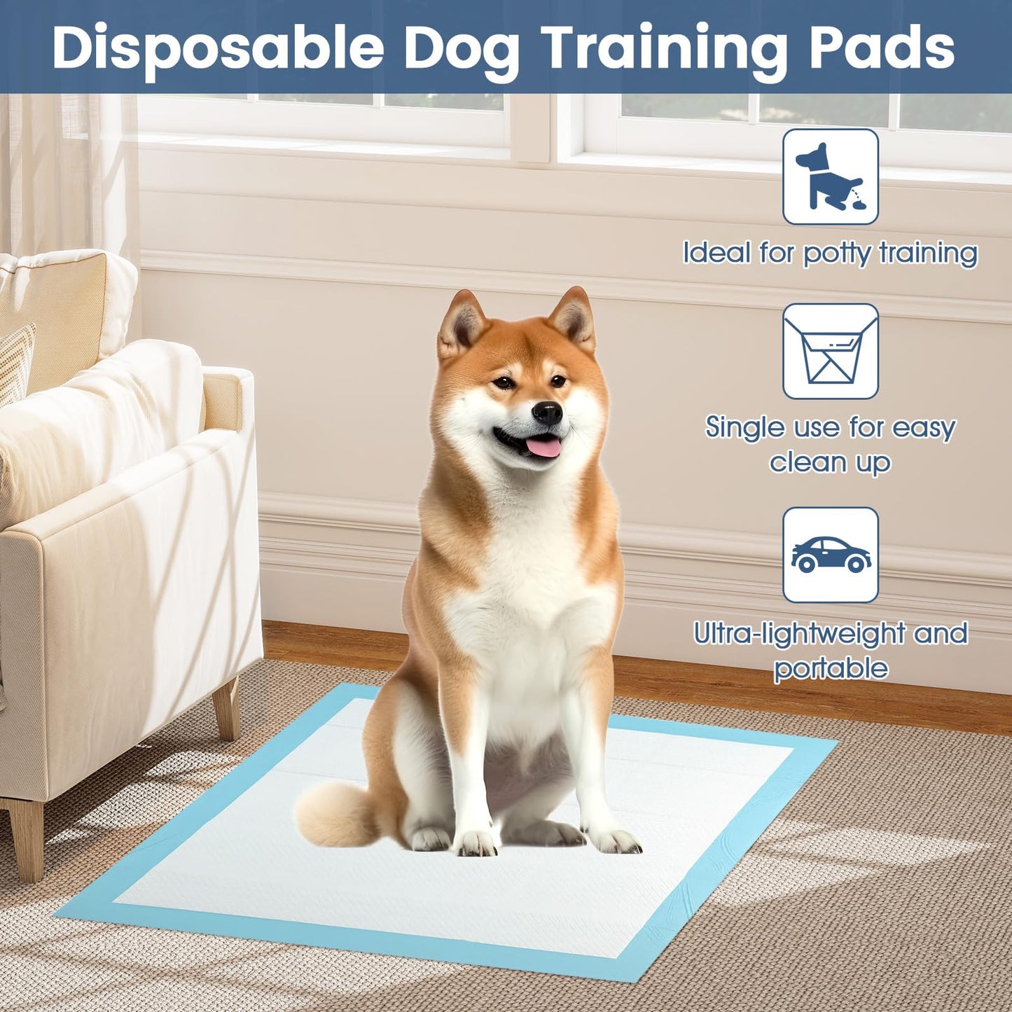 Dog and Puppy Pee Pads 76 x 76 cm(150 Counts) 6-Layer Leak-Proof Pet Pads
