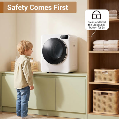 3KG Portable Clothes Dryer with 8 Drying Modes and Stainless Steel Drum for Apartment