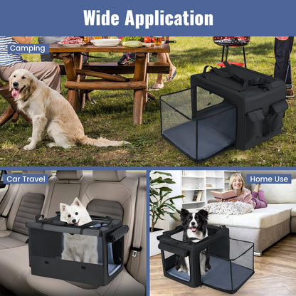 Foldable Pet Carrier Bag with 2 Openings & Expandable Mesh Basket