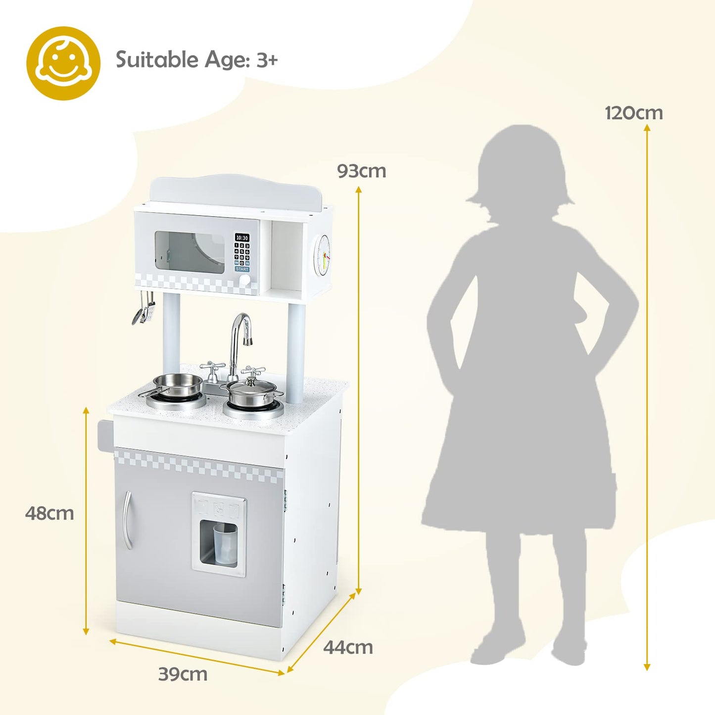 Double-Sided Kid's Play Kitchen Set with Stove and Sink