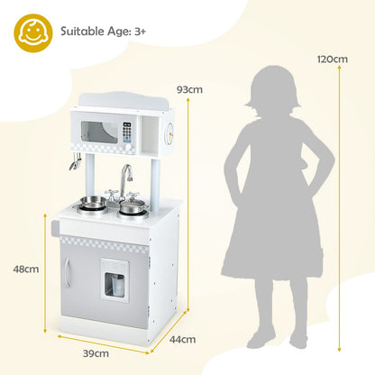 Double-Sided Kid's Play Kitchen Set with Stove and Sink