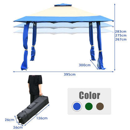 4 x 4m Pop up Outdoor Gazebo with 2-Tier Roof and Carrying Bag