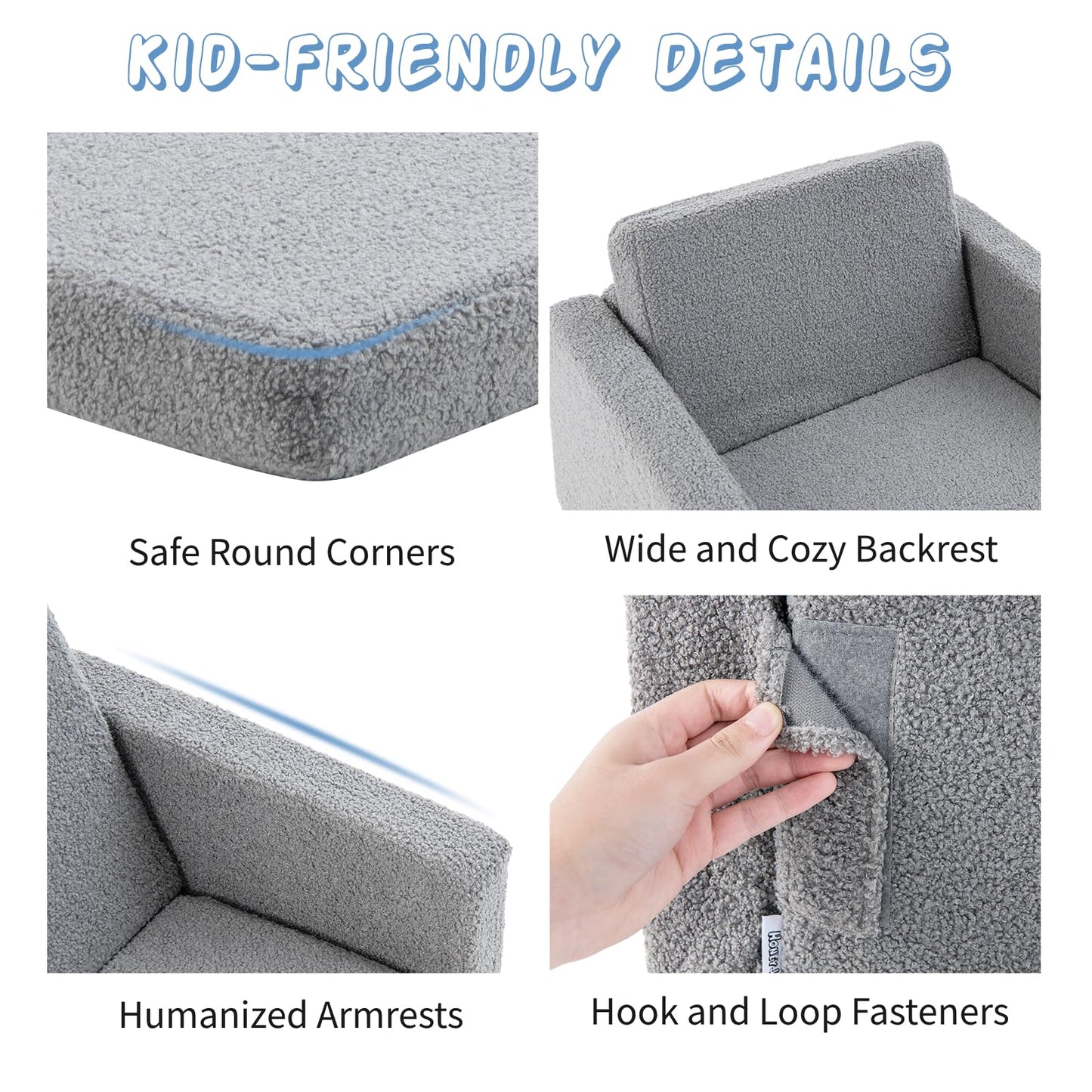 2-in-1 Toddler Fold out Couch with Washable Sofa Cover