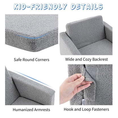 2-in-1 Toddler Fold out Couch with Washable Sofa Cover