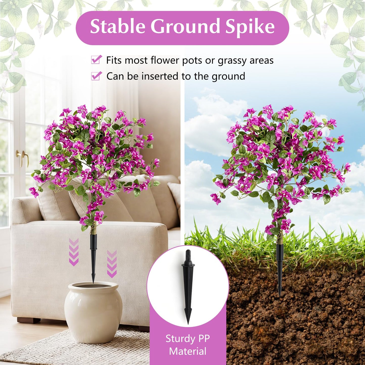 2 Pack Bougainvillea Artificial Trees with Stable Ground Spike