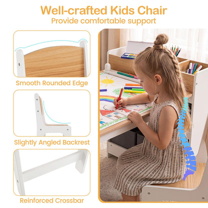 Kids Art Table and Chair Set, 3PCS Toddler Activity Desk and Chair