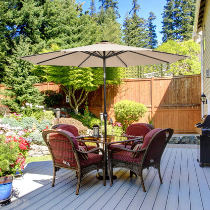 24 Solar Powered LED Lights Patio Umbrella with Tilt and Crank Handle