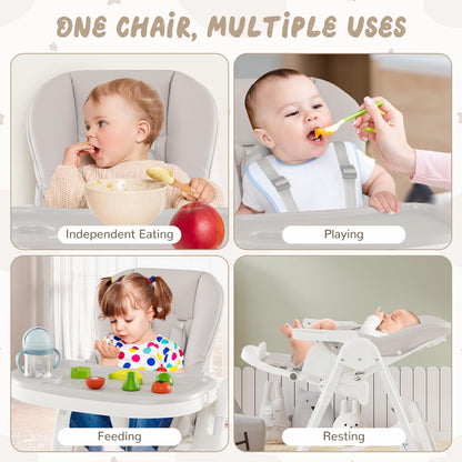 Folding Infants Highchair with Storage Basket