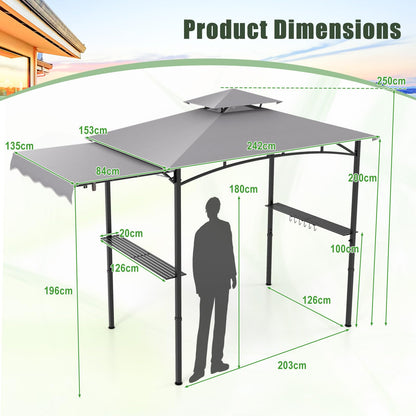 Fire Resistant Waterproof Outdoor BBQ Shelter with 2 Side Shelves