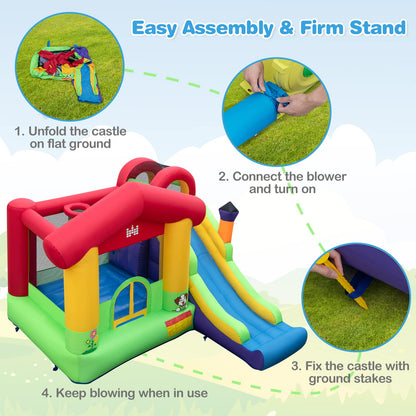 Inflatable Bouncy Castle, Kids Jumping House with Air Blower, Slide