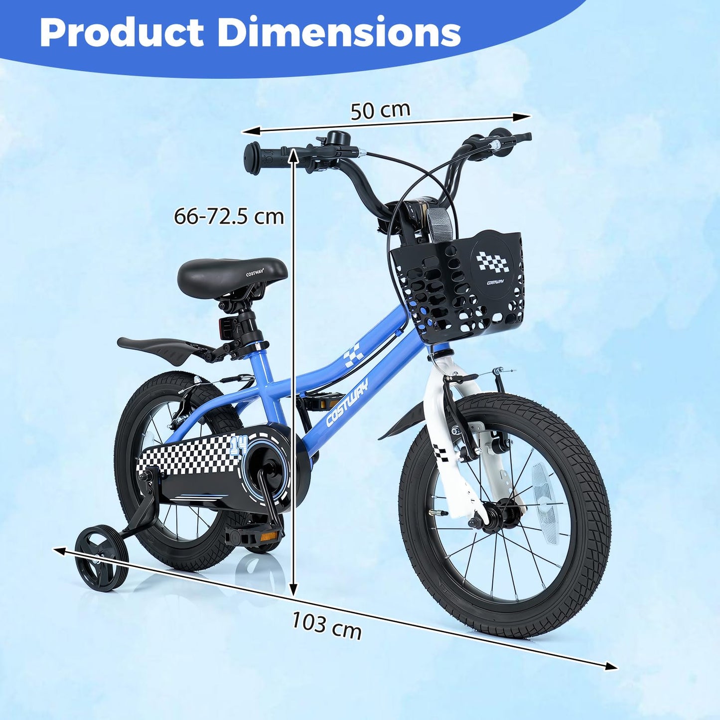 Kids Bike, Children's Training Bicycle | Toddler Bike with 2 Training Wheels, Removable Basket