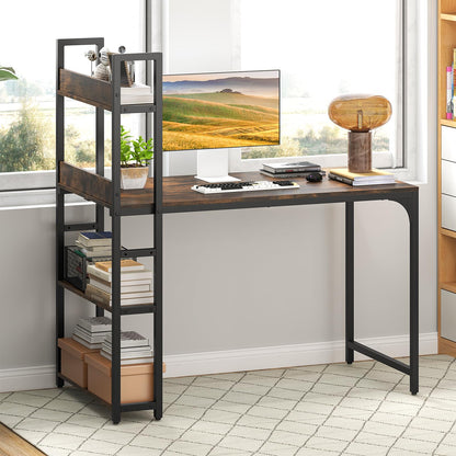 Computer Desk with Power Strip 120 CM Study Writing Desk with Bookshelf