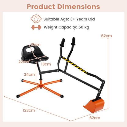 Children Construction Excavator with 2-Handed Controls & 360° Rotatable Function