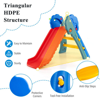3 in 1 Toddler Slide with Basketball Hoop for Indoor and Outdoor Playground