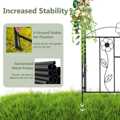 Garden Arch with Gate, Metal Pergola Arbor Trellis for Climbing Plant Rose Vines
