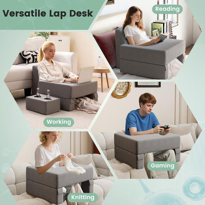 3-Piece Reading Pillow Set with Coaster Back Cushion and Storage Pocket