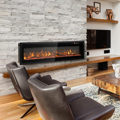 GiantexUK Electric Fireplace, Freestanding Wall Mounted Recessed Electric Fire Heater with 12 Flame Colors