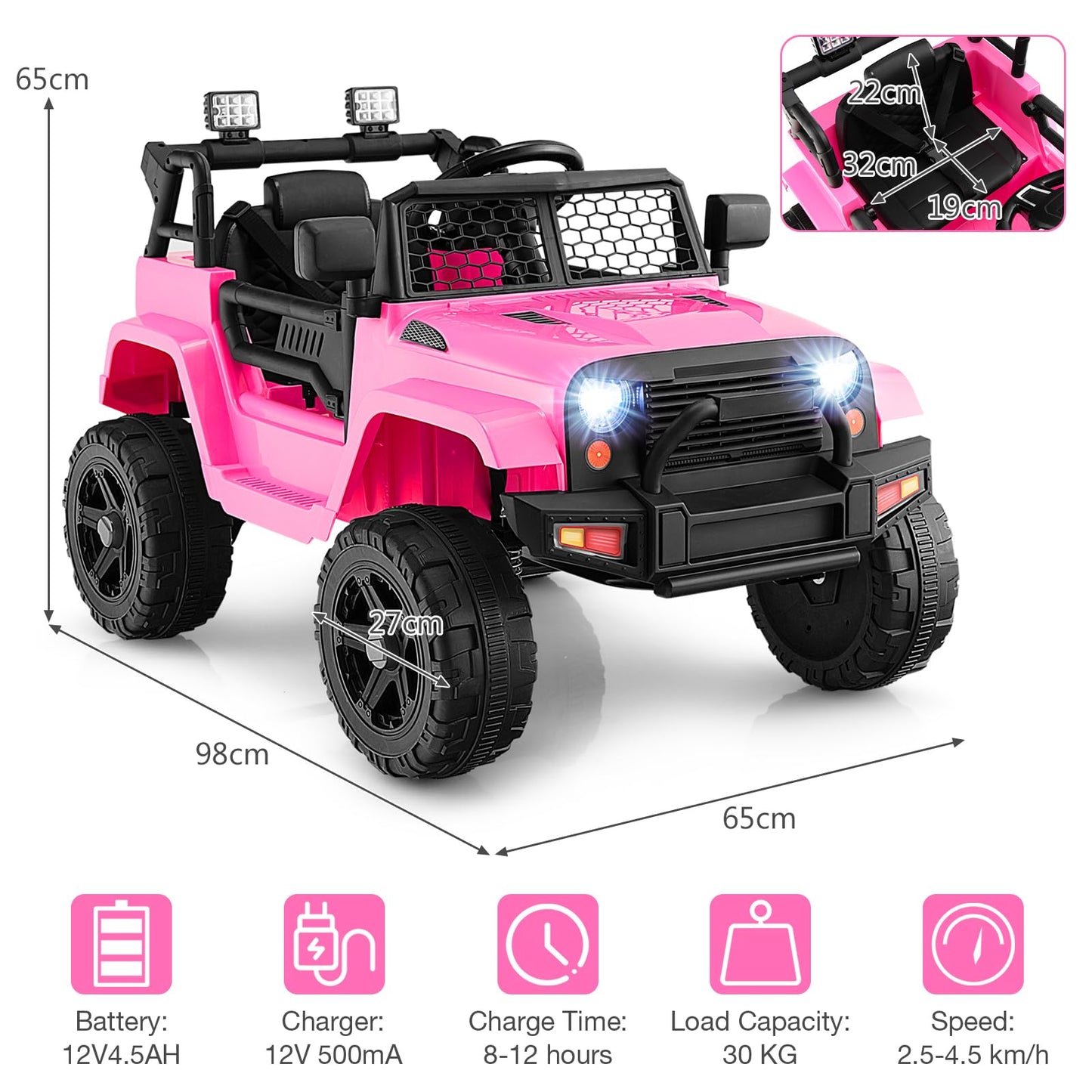 12V Kids Ride on Car with Remote Control and Music