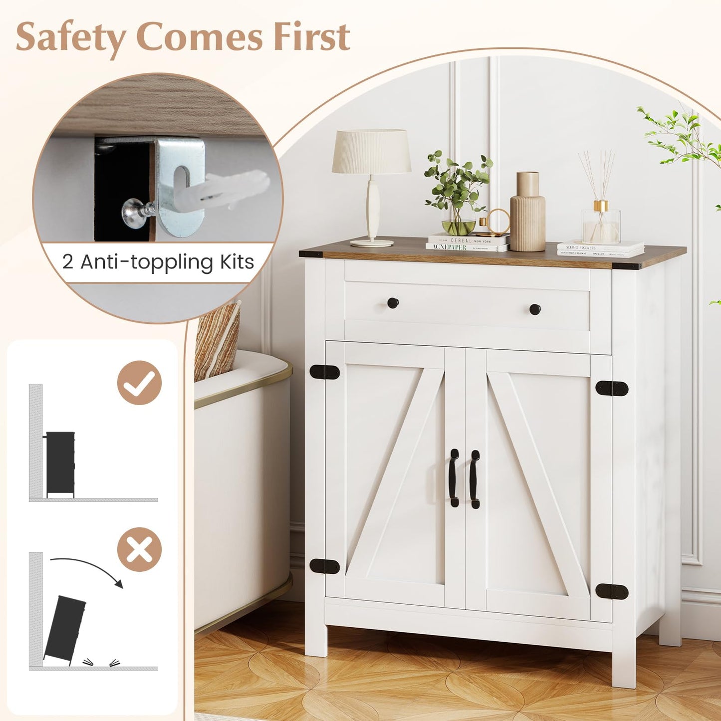 Buffet Sideboard, Kitchen Storage Cabinet with 2 Doors