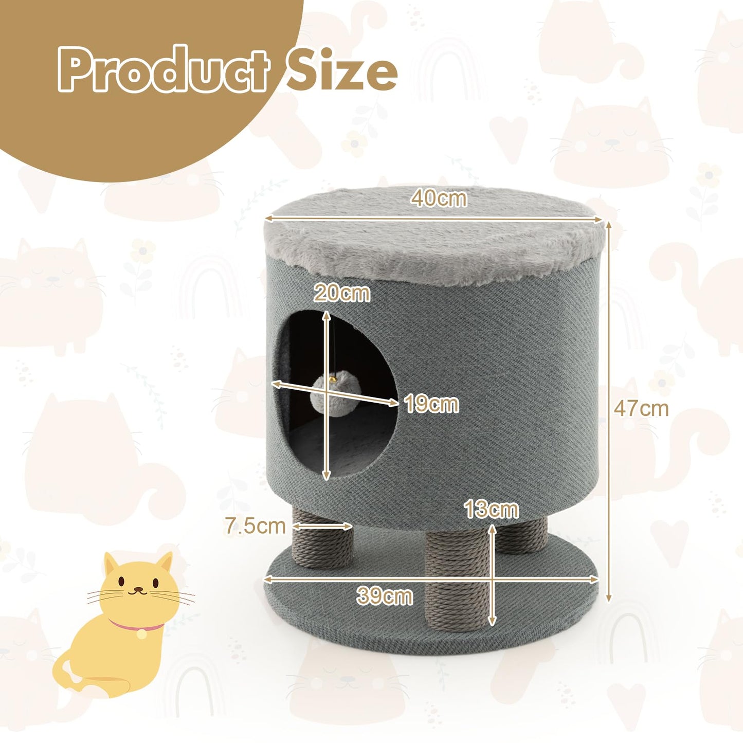 3 in 1 Cats Cave Sleeping House with Scratching Posts