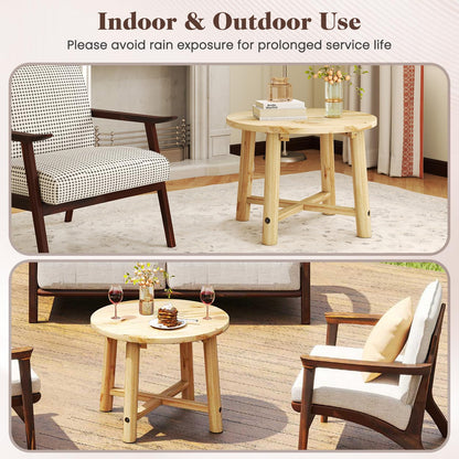 Solid Wood Small Round Outdoor Coffee Table