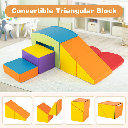 6 Pieces Foam Climbing Blocks Soft Play Climbing for Toddlers with Tunnel