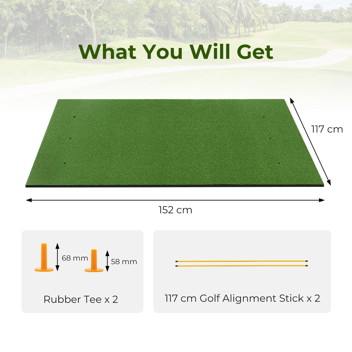 Premium Golf Practice Hitting Mat 3-In-1 with Synthetic Grass Turf