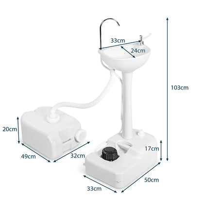 Portable Camping Sink with Rolling Wheels and Running Faucet