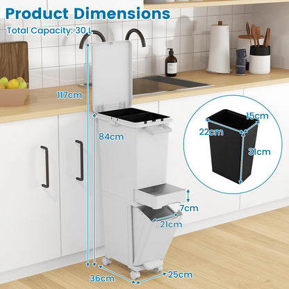 3 in 1 Recycling Bins for Kitchen Waste Separation Systerm with 3 Compartments